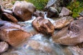 Huge boulders in a mountain stream