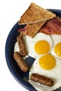 Huge Breakfast Plate of Eggs, Meat, and Toast