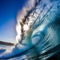 Huge breaking wave crashing in ocean Royalty Free Stock Photo