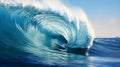 Huge breaking wave crashing in ocean Royalty Free Stock Photo