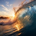 Huge breaking wave crashing in ocean Royalty Free Stock Photo