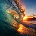 Huge breaking wave crashing in ocean Royalty Free Stock Photo