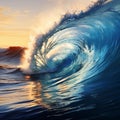 Huge breaking wave crashing in ocean Royalty Free Stock Photo