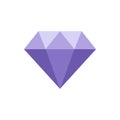 Huge bright purple gem vector flat illustration. Jewellery diamond crystal carat symbol of richness