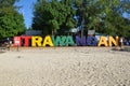 Huge bright sign Gili Trawangan