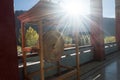 Huge Buddhist Dharma Drum in Morning Sunlight. ItÃ¢â¬â¢s an Instrument use Shakyamuni Buddha religion in Buddhist temples and Royalty Free Stock Photo