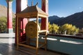 Huge Buddhist Dharma Drum in Morning Sunlight. ItÃ¢â¬â¢s an Instrument use Shakyamuni Buddha religion in Buddhist temples and Royalty Free Stock Photo