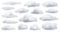 Huge bundle of realistic fluffy clouds cutout elements Royalty Free Stock Photo