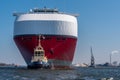 Huge car carrier Drive Green Highway is sailing to the lock.