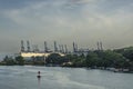 Huge car transport ship docked as Calle Contenedores, Panama Canal