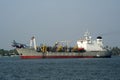 Huge cargo ship entering the Koch port for cargo loading and unloading