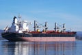 A huge cargo ship moored in the Columbia River Royalty Free Stock Photo