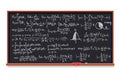 Huge chalkboard filled with mathematic formulas. Integral calculus theory proof