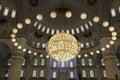 Huge chandelier of Ankara Kocatepe Mosque. Islamic architecture background photo Royalty Free Stock Photo