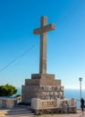 Huge Christian Cross monument on the Srd mountain above the town of Dubrovnik Croatia