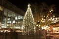 Huge christmas tree in christmas fair in Budapest