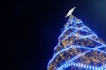 Huge christmas tree at night with sky background Royalty Free Stock Photo