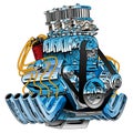 Hot Rod Race Car Dragster Engine Cartoon Vector Illustration Royalty Free Stock Photo