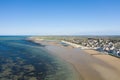 The huge city beach of Grandcamp-Maisy in Europe, France, Normandy, towards Omaha beach, in spring, on a sunny day Royalty Free Stock Photo
