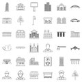 Huge city icons set, outline style Royalty Free Stock Photo