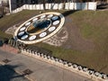 Huge clocks at open air made of flowers at main Independence square in Kiev