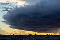 Huge cloud coming into the city before raining time