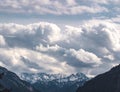 Huge cloud wall over the mountain tops of the Alps in Germany