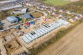 Huge company building is erected on a large construction site Royalty Free Stock Photo