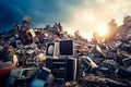 Huge computer dump. City waste dump