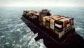 Huge container on way to port 3d rendering Royalty Free Stock Photo