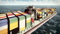 Huge container on way to port 3d rendering Royalty Free Stock Photo