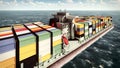 Huge container on way to port 3d rendering