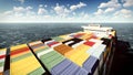 Huge container on way to port 3d rendering Royalty Free Stock Photo