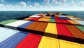 Huge container on way to port 3d rendering Royalty Free Stock Photo