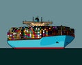 A huge container ship. Transoceanic transportation. Delivery of goods by sea