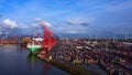 Huge container terminal in the port of Hamburg - aerial view Royalty Free Stock Photo