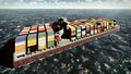 Huge container on way to port 3d rendering Royalty Free Stock Photo