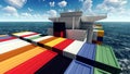 Huge container on way to port 3d rendering Royalty Free Stock Photo