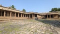 Huge corridor with walls decorated with symmetric nandi, Dharasuram, Tamil Nadu, India Royalty Free Stock Photo