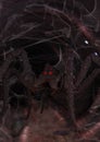 Huge creepy spider in a cavern.