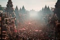 a huge crowd at the New Year\'s holiday in Indonesia, the Nyepi holiday