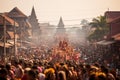 a huge crowd at the New Year\'s holiday in Indonesia, the Nyepi holiday