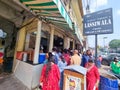 huge crowd outside lassiwala buttermilk shop in jaipur a popular tourist destination that serves this street food local