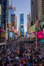 Huge crowd of tourists at Times Square viewed from the bleacher