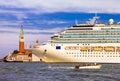 Huge cruise ship in the center of Venice, Grand canal. Italy