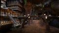 Huge dark cavernous home of fantasy dwarves built inside a mountain. 3D illustration