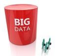 Huge database symbol dwarfs three people - big data concept Royalty Free Stock Photo