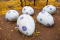 Huge decorative eggs, garden decoration, dragon spotted eggs, nest, Easter decoration