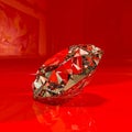 Huge diamond on a red glossy expositor