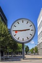 The huge digital clock at the headquarter of the Swiss state-run railway company SBB